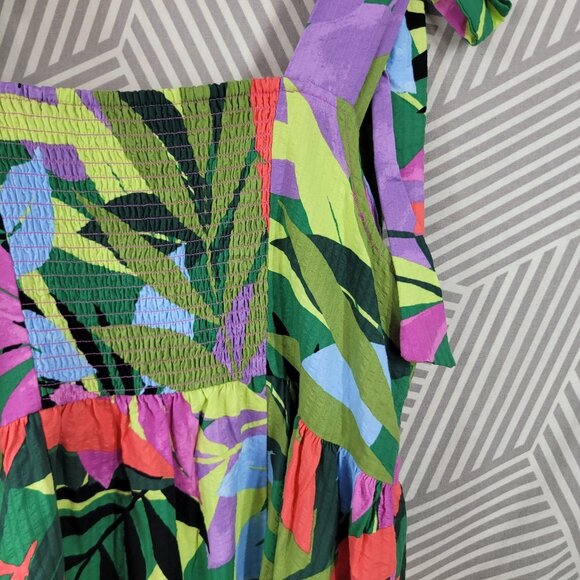 NEW Terra Sky Tropical Hawaiian Dress Plus 0X 14W Floral Shirred Top Stretch - Picture 5 of 9